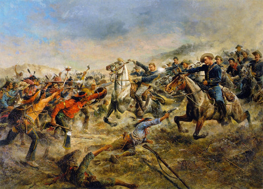 Charge of the Seventh Cavalry, vintage artwork by Frank Feller, 12x8" (A4) Poster