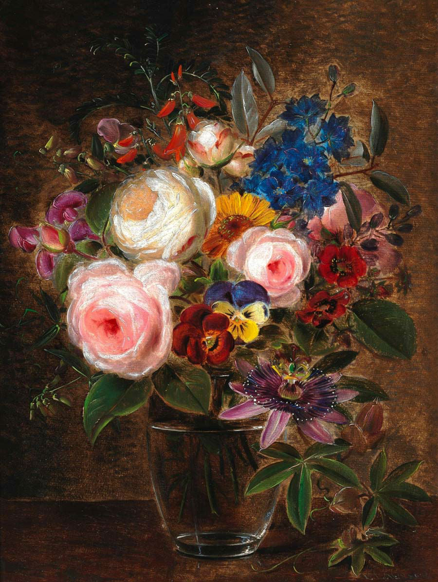 Bouquet of pink roses, vintage artwork by Johan Laurentz (J.L.) Jensen, A3 (16x12") Poster Print