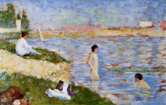 Bathers in the Water, vintage artwork by Georges Seurat, 12x8" (A4) Poster