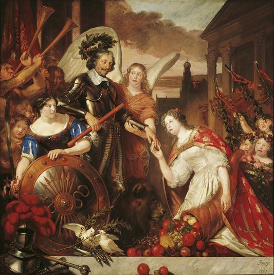 Allegorie van Frederik Hendrik, vintage artwork by Jan de Bray, 12x8" (A4) Poster