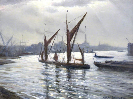 The Thames at Deptford, London, vintage artwork by Christopher Nevinson, 12x8" (A4) Poster