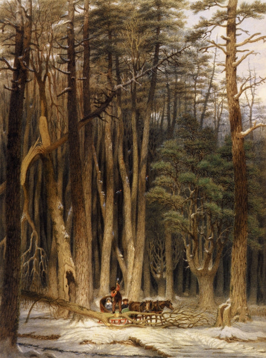 Winter: Impeded Travelers in a Pine Forest, Upper Canada, vintage artwork by George Harvey, A3 (16x12") Poster Print