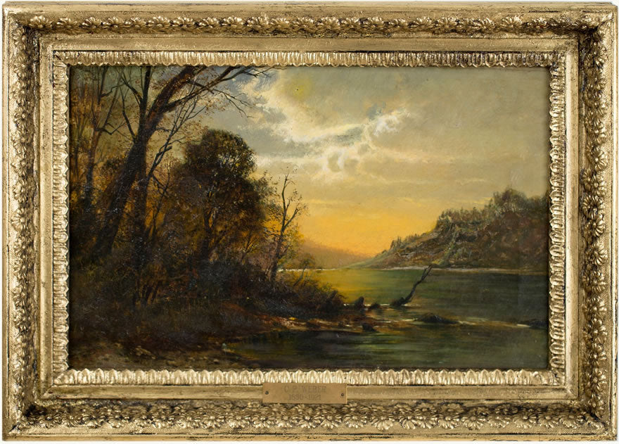 Sunset at the Lake, vintage artwork by Carl Philip Weber, 12x8" (A4) Poster