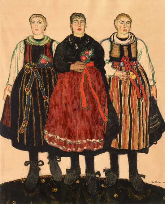 Three Valaisian Women by Edouard Vallet,16x12(A3) Poster