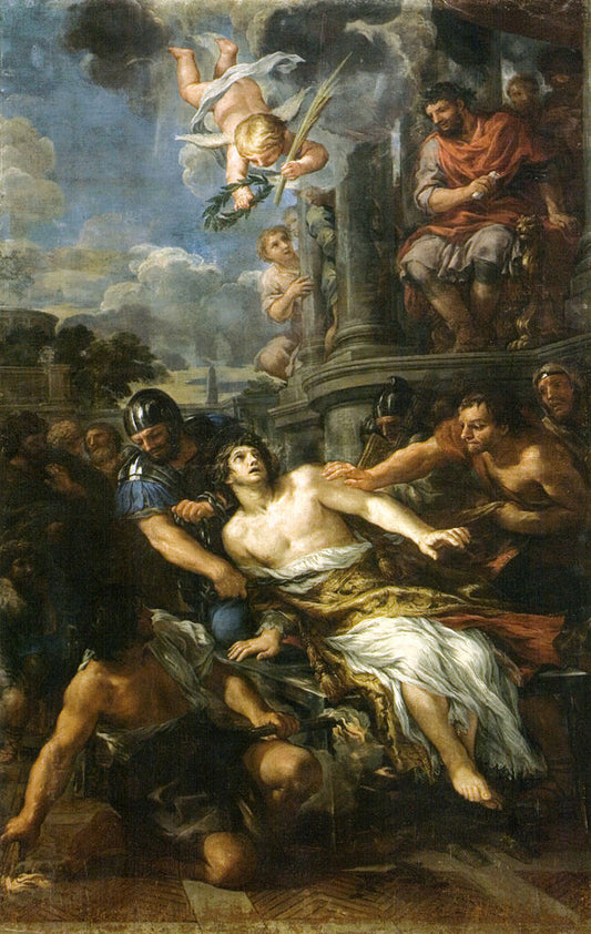 The Martyrdom of Saint Lawrence, vintage artwork by Pietro da Cortona, 12x8" (A4) Poster