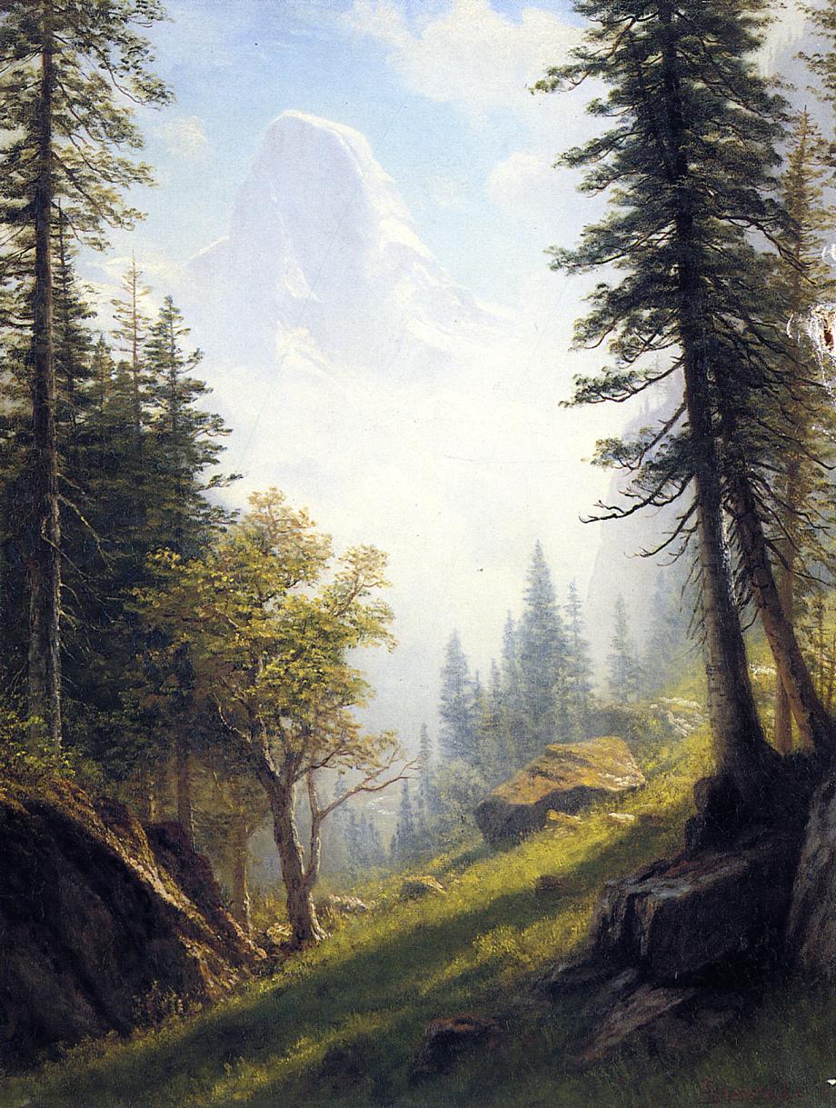 Among the Bernese Alps, vintage artwork by Albert Bierstadt, 12x8" (A4) Poster