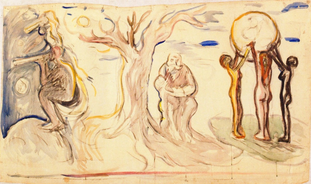Astronomy, History and Geography, vintage artwork by Edvard Munch, 12x8" (A4) Poster
