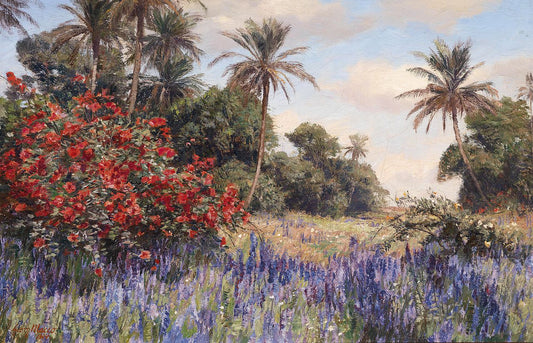 Lavender Field, vintage artwork by Georg Macco, 12x8" (A4) Poster
