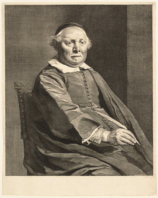 Portrait of Lievan van Coppenol, vintage artwork by Cornelis Visscher, 12x8" (A4) Poster