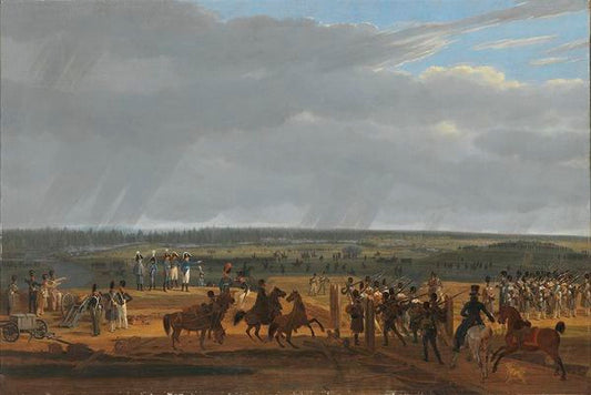 Attack of the Russians at Poplawi, vintage artwork by Wilhelm von Kobell, 12x8" (A4) Poster