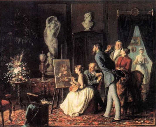 The Talent's Admirers, vintage artwork by Sergei Gribkov, A3 (16x12") Poster Print