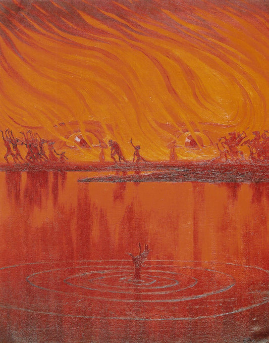 With the smoke of fires, vintage artwork by Edward Okuń, 12x8" (A4) Poster