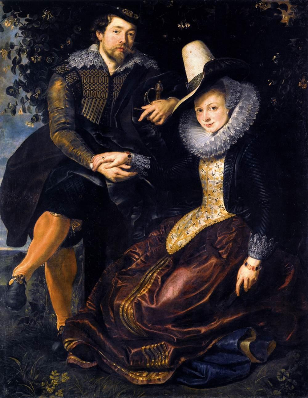 The Artist and His First Wife, Isabella Brant, in the Honeysuckle Bower, vintage artwork by Peter Paul Rubens, 12x8" (A4) Poster