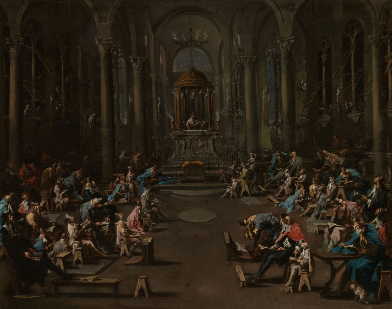 The Synagogue, vintage artwork by Alessandro Magnasco, 12x8" (A4) Poster