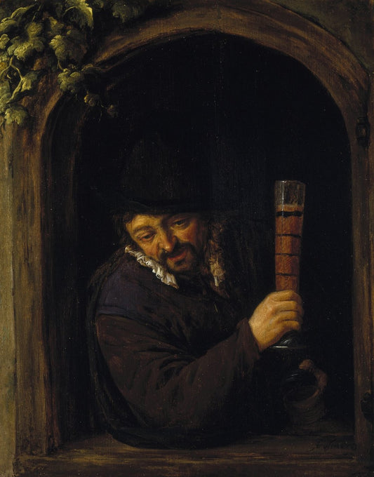 Peasant at a Window, vintage artwork by Adriaen van Ostade, 12x8" (A4) Poster