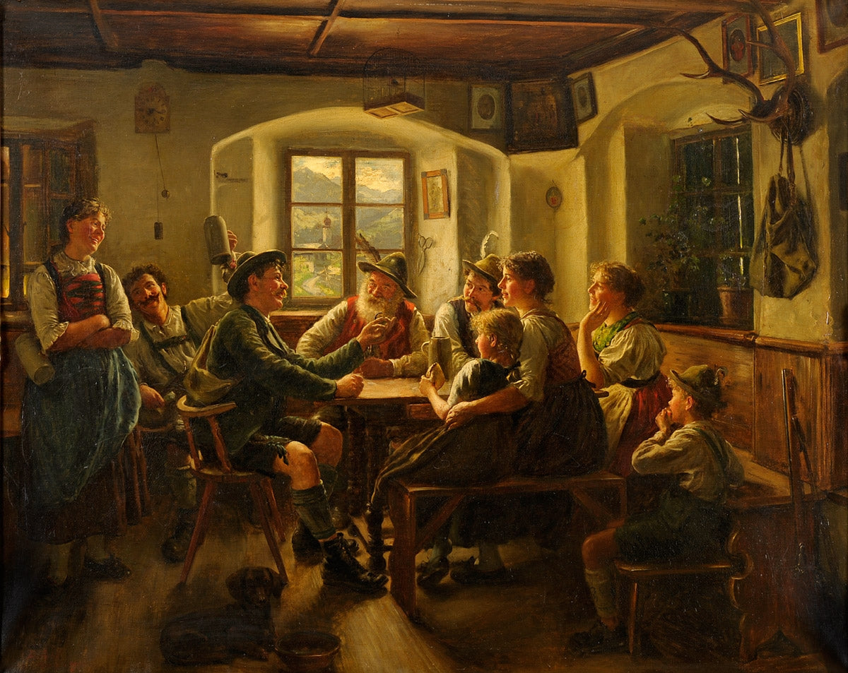 Hunters, vintage artwork by Emil Rau, 12x8" (A4) Poster