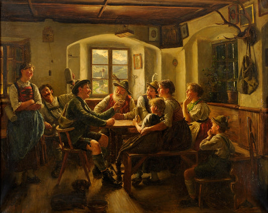 Hunters, vintage artwork by Emil Rau, 12x8" (A4) Poster