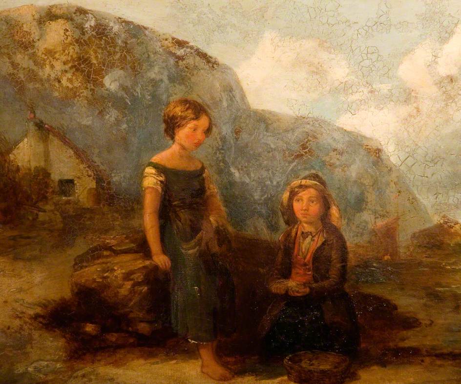 Children Gathering Seaweed, vintage artwork by William Collins, A3 (16x12") Poster Print
