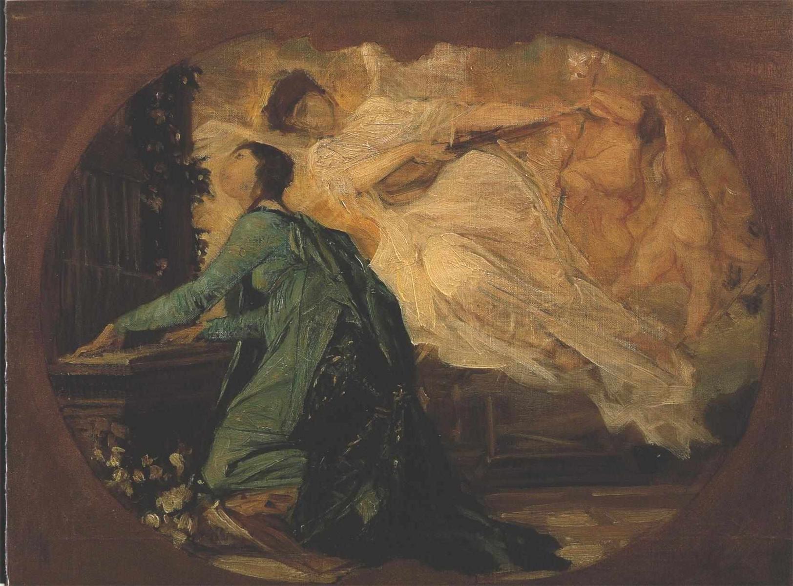 Female organ player by Gustav Klimt,A3(16x12")Poster