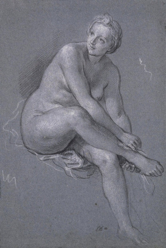 Nymph Washing her Foot, vintage artwork by Louis de Boullogne the Younger, 12x8" (A4) Poster