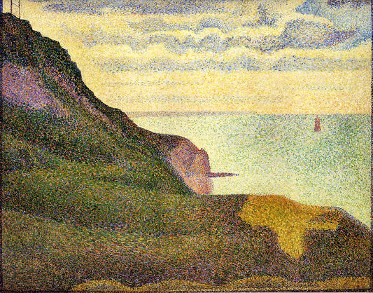 Port-en-Bessin, the Semaphore and Cliffs, vintage artwork by Georges Seurat, 12x8" (A4) Poster