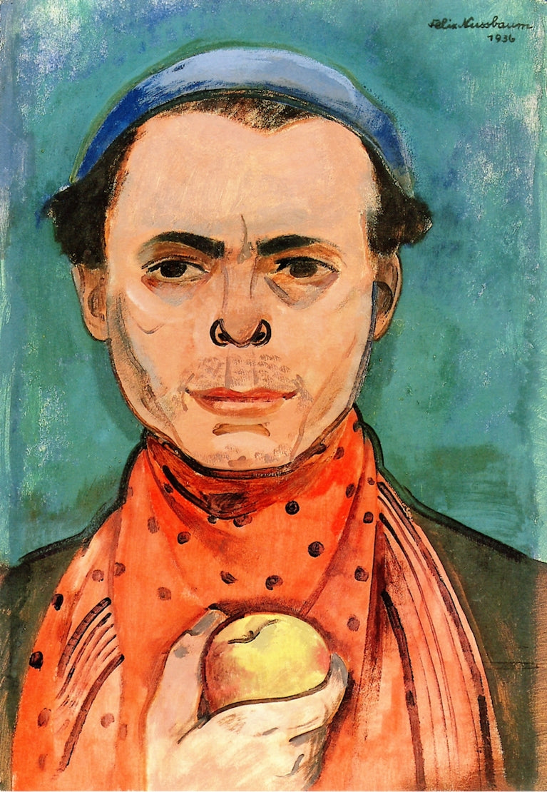 Self-Portrait with Apple, vintage artwork by Felix Nussbaum, 12x8" (A4) Poster