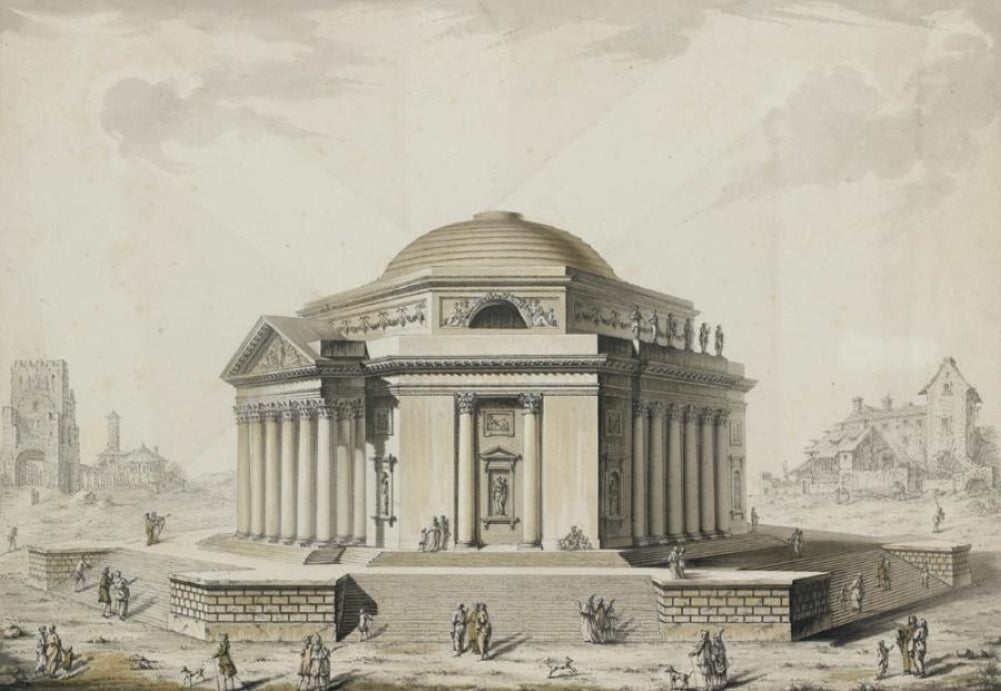 Project of a Temple, vintage artwork by Louis-Gustave Taraval, 12x8" (A4) Poster