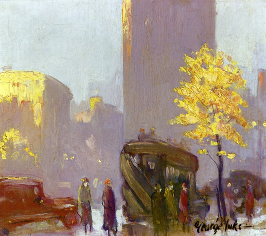 Fifth Avenue, New York, vintage artwork by George Luks, 12x8" (A4) Poster