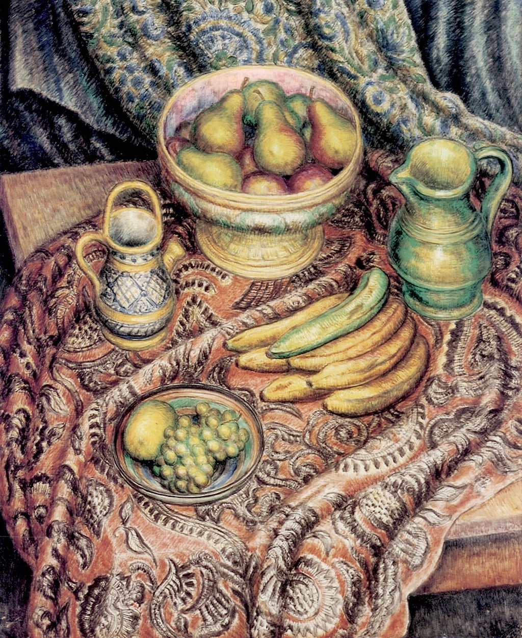  Life with Pears, Bananas, and Grapes by Middleton Manigault,16x12(A3) Poster
