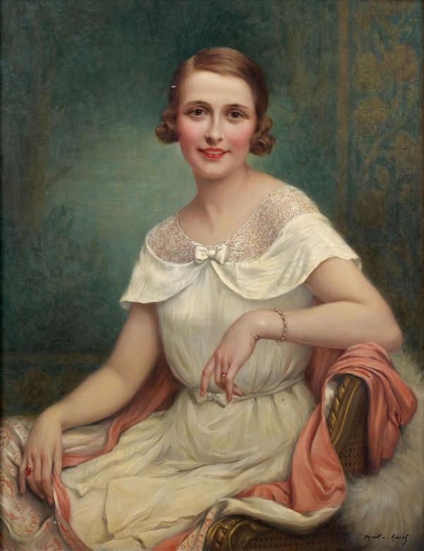 ortrait of a Women in a White Dress by Franaois Martin-Kavel,A3(16x12")Poster