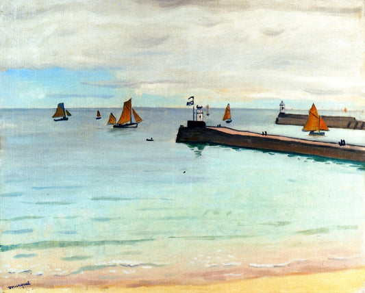 Entrance to the Harbor at Sables d'Olonne, vintage artwork by Albert Marquet, 12x8" (A4) Poster