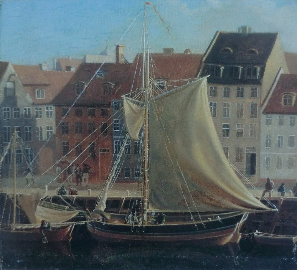 View of Nyhavn, vintage artwork by Wilhelm Bendz, A3 (16x12") Poster Print