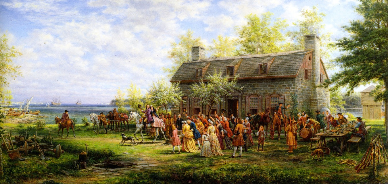 Colonial Wedding, vintage artwork by Edward Lamson Henry, 12x8" (A4) Poster