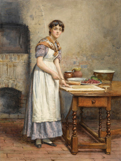 Cherry Pie, vintage artwork by George Goodwin Kilburne, 12x8" (A4) Poster