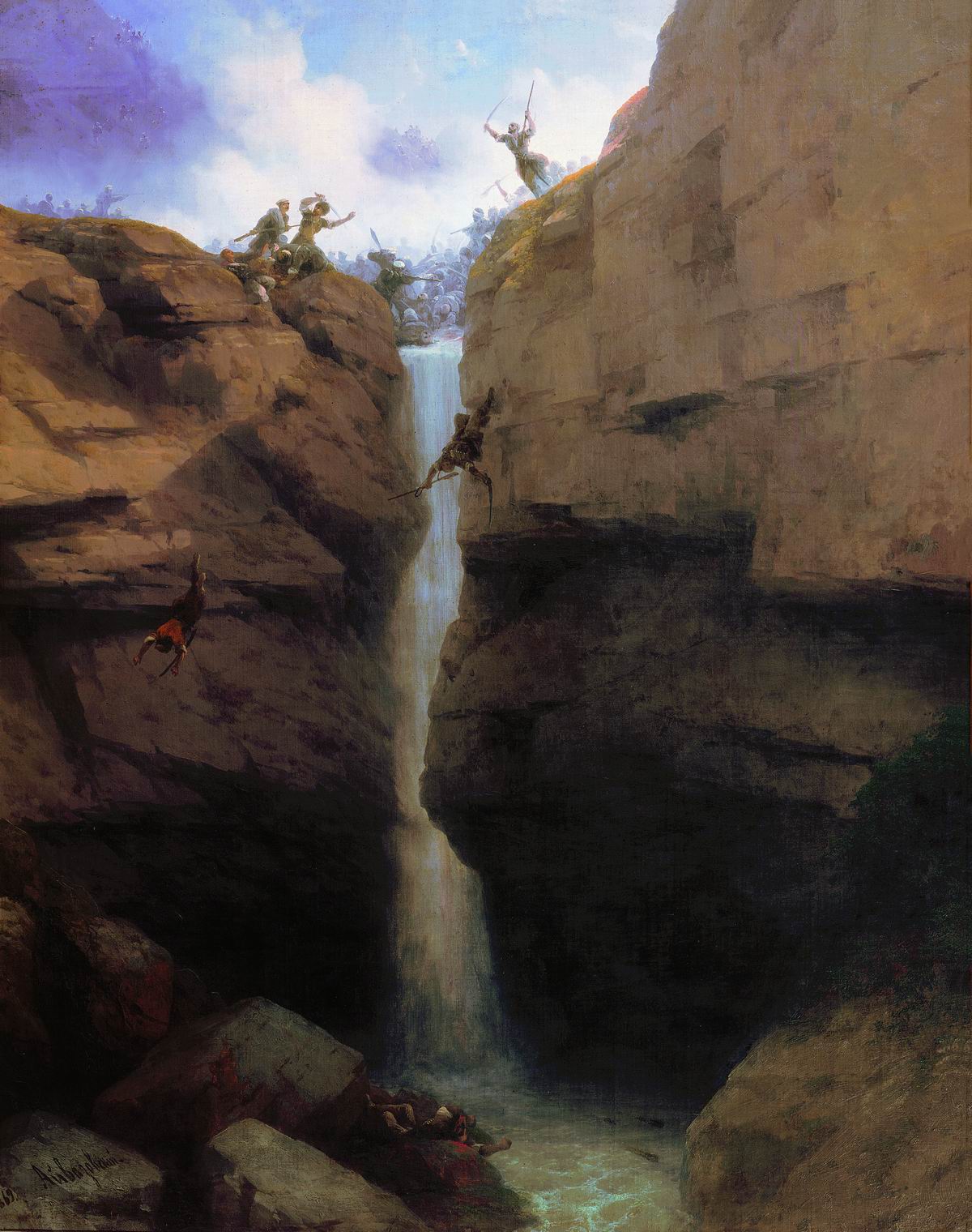 Clash in the Caucasus Mountains, vintage artwork by Ivan Constantinovich Aivazovsky, A3 (16x12") Poster Print