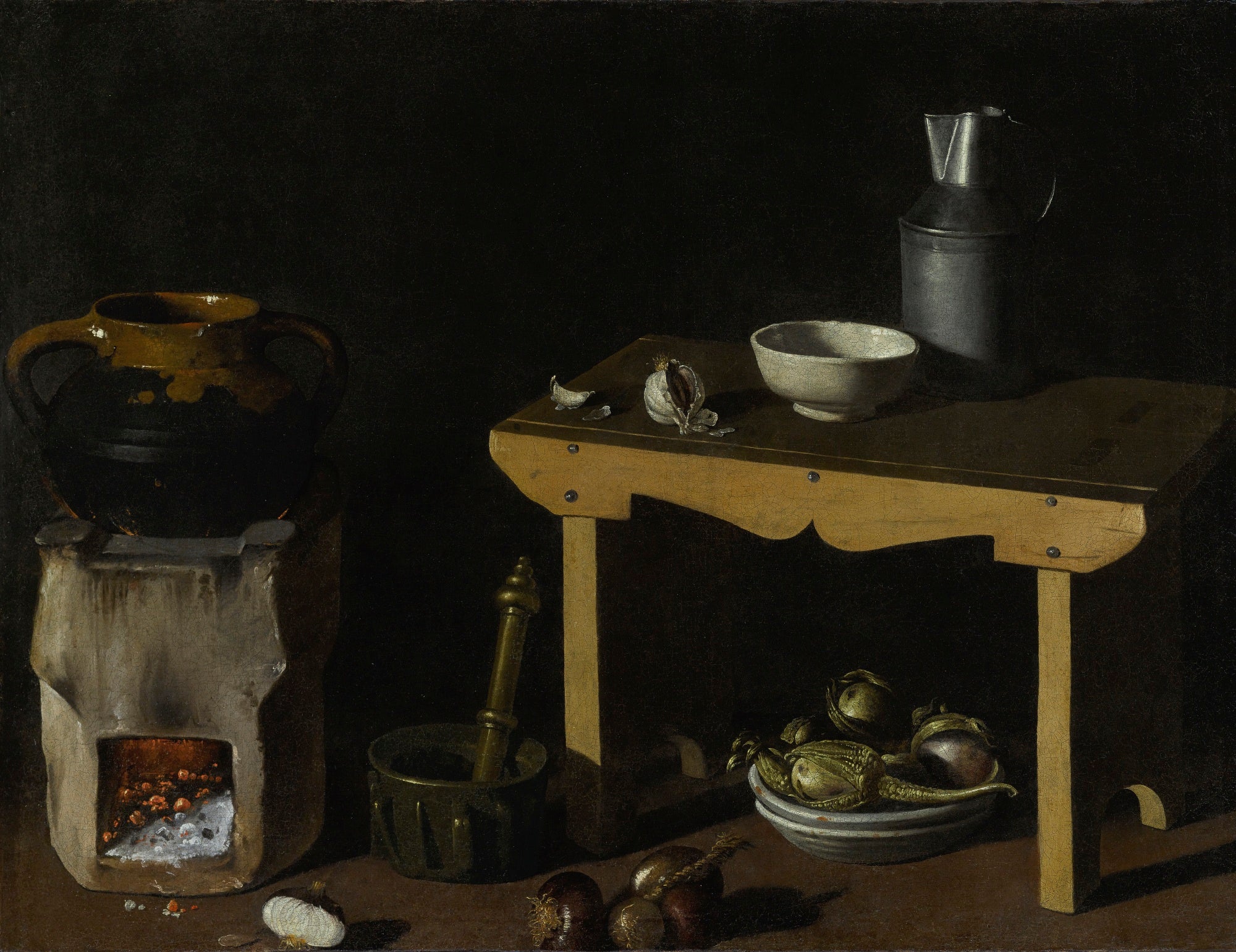 Kitchen Still-life, vintage artwork by Diego Velázquez, 12x8" (A4) Poster