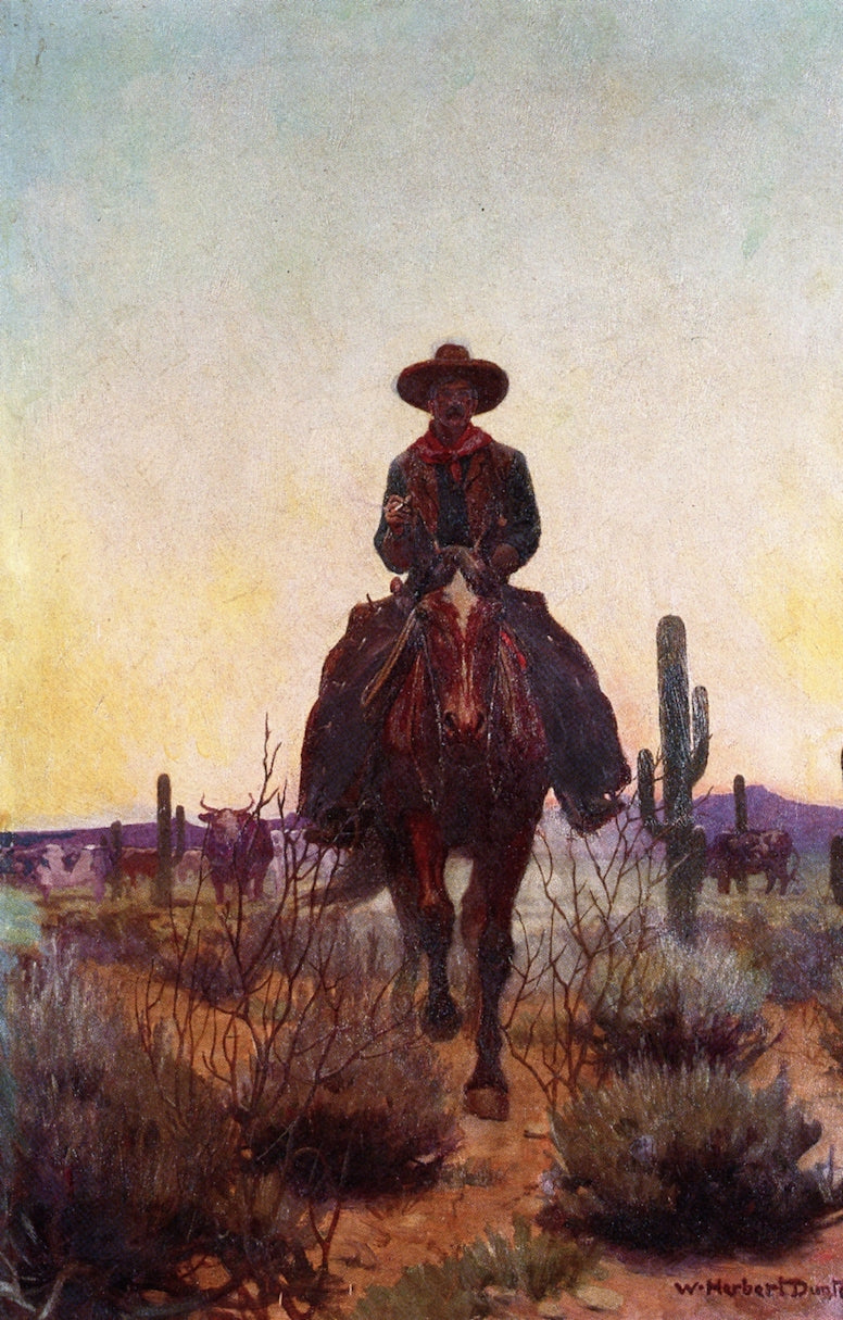 Cowboy in the Desert, vintage artwork by William Herbert Dunton, 12x8" (A4) Poster