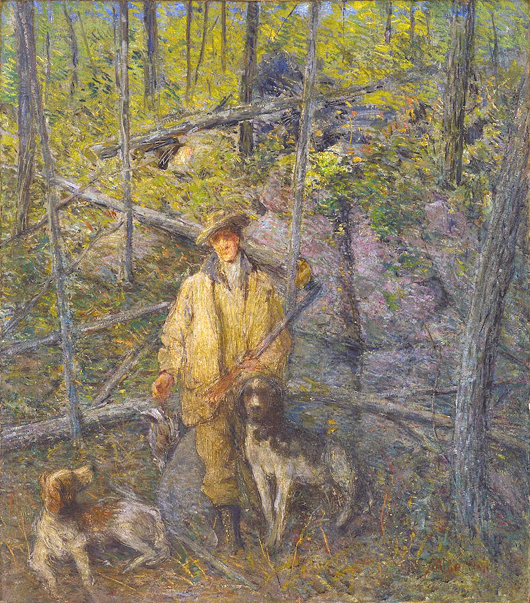 Hunter and Dogs by Julian Alden Weir,A3(16x12")Poster