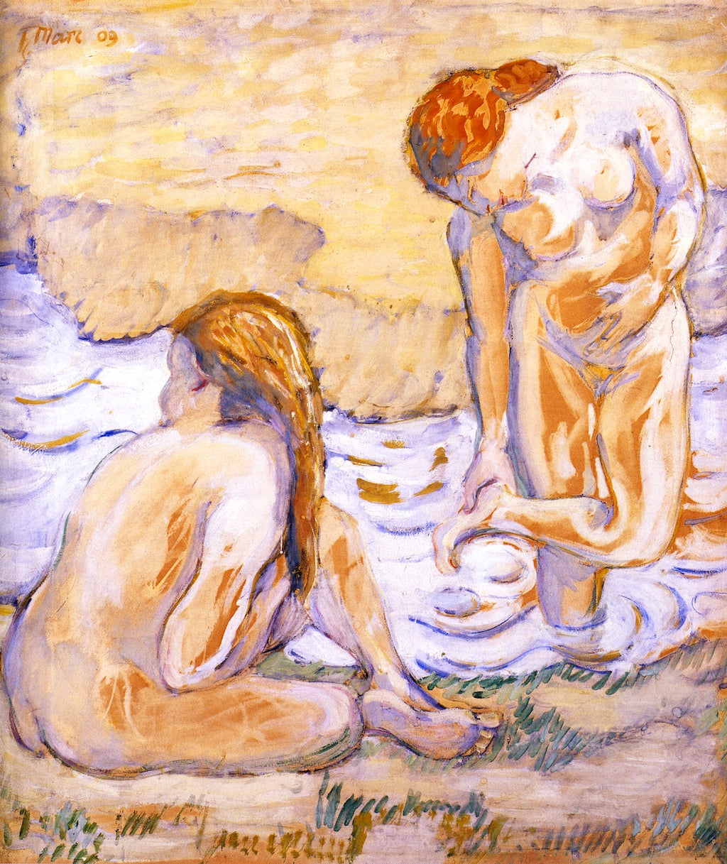 Composition with Nudes II, vintage artwork by Franz Marc, 12x8" (A4) Poster