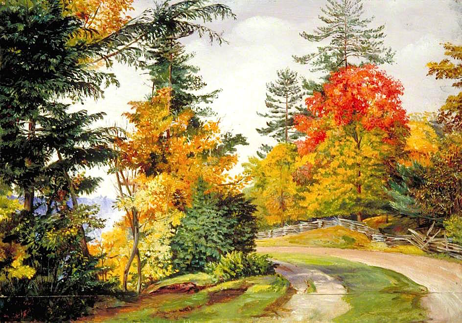Autumn Tints near Niagara, United States, vintage artwork by Marianne North, 12x8" (A4) Poster