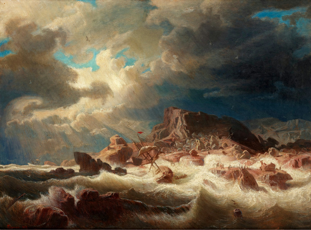 Gale on the Bohuslän Coast, vintage artwork by Marcus Larson, 12x8" (A4) Poster