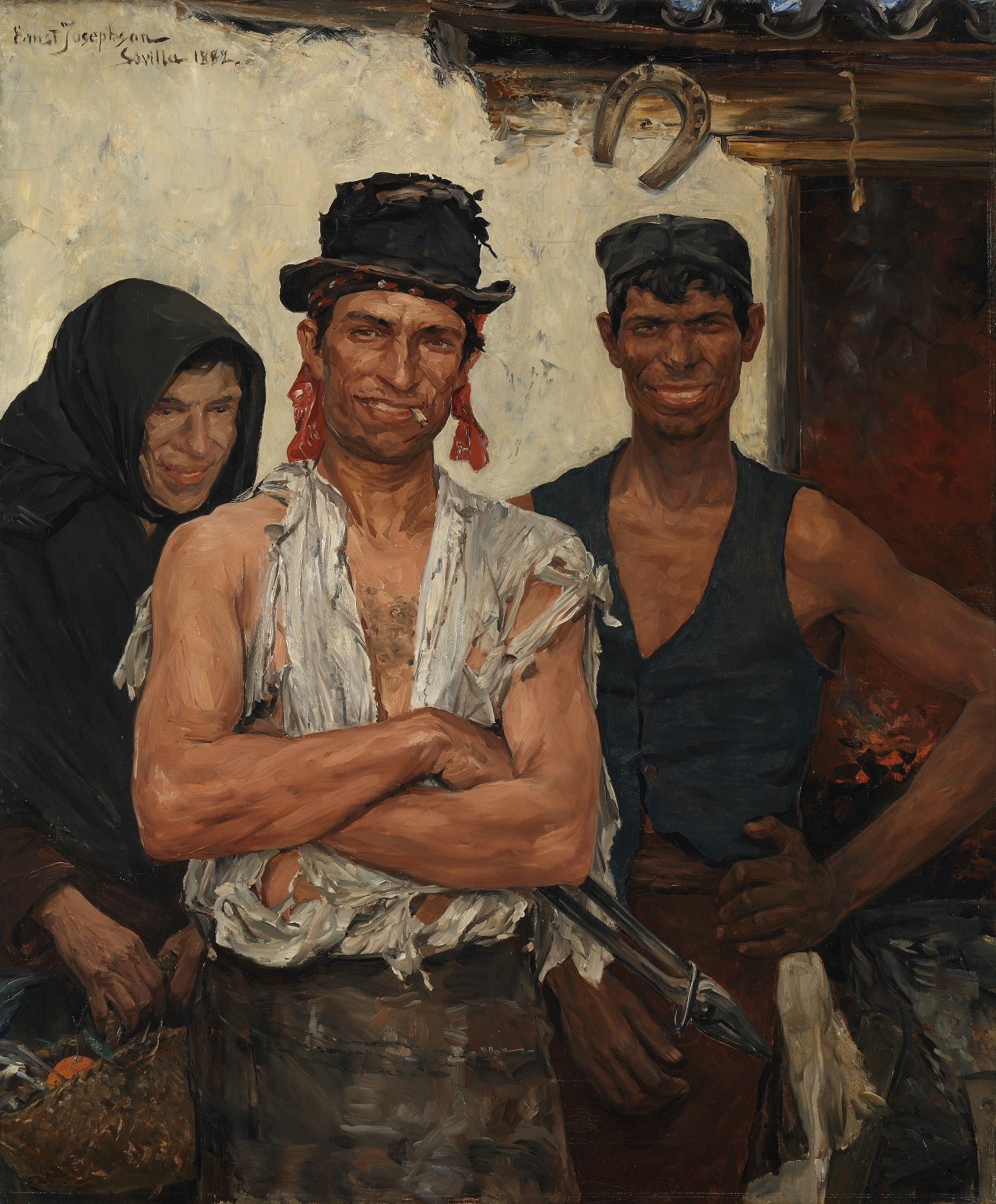 Spanish Blacksmiths, vintage artwork by Ernst Josephson, 12x8" (A4) Poster
