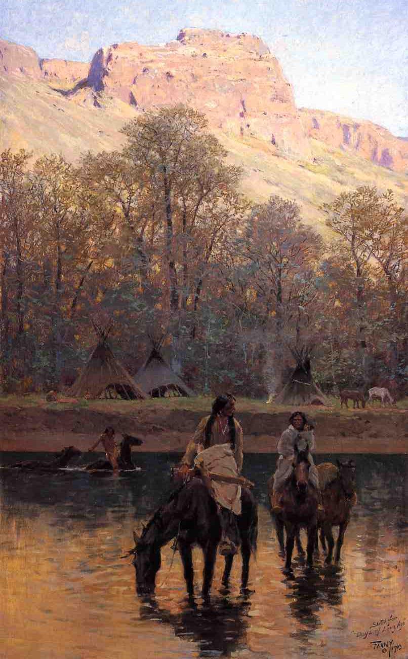 Days of Long Ago, vintage artwork by Henry F. Farny, 12x8" (A4) Poster