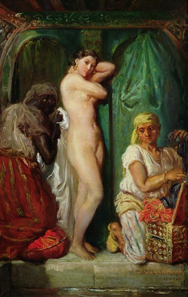 A Bath in the Harem, vintage artwork by Theodore Chasseriau, A3 (16x12") Poster Print