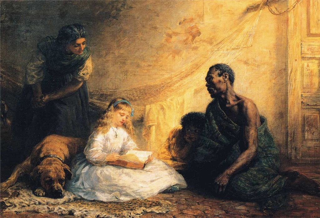 Uncle Tom and Little Eva, vintage artwork by Edwin Long, RA, 12x8" (A4) Poster