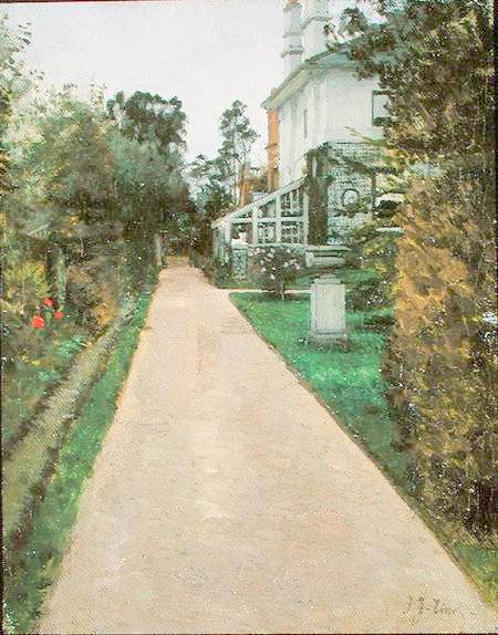 Garden at the Artist's House, vintage artwork by James Tissot, 12x8" (A4) Poster