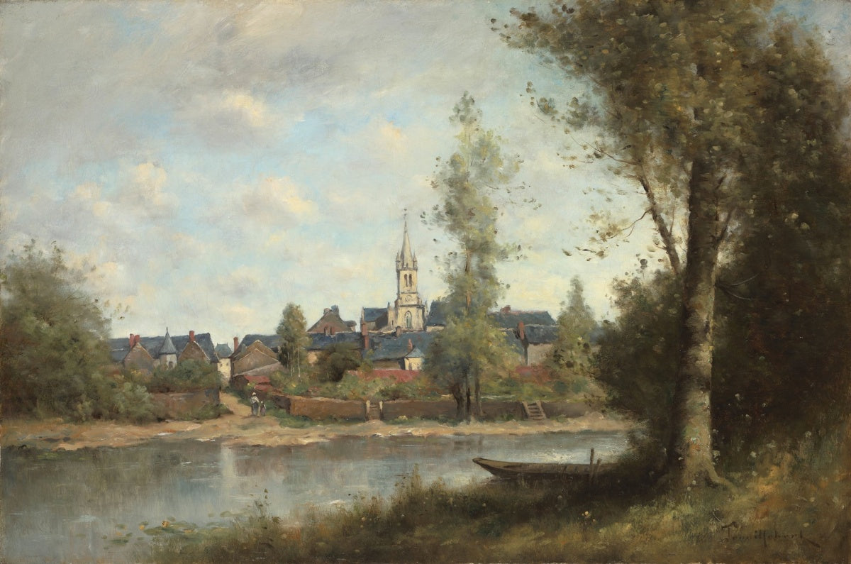 View of Fleche, France, vintage artwork by Paul-Desire Trouillebert, 12x8" (A4) Poster