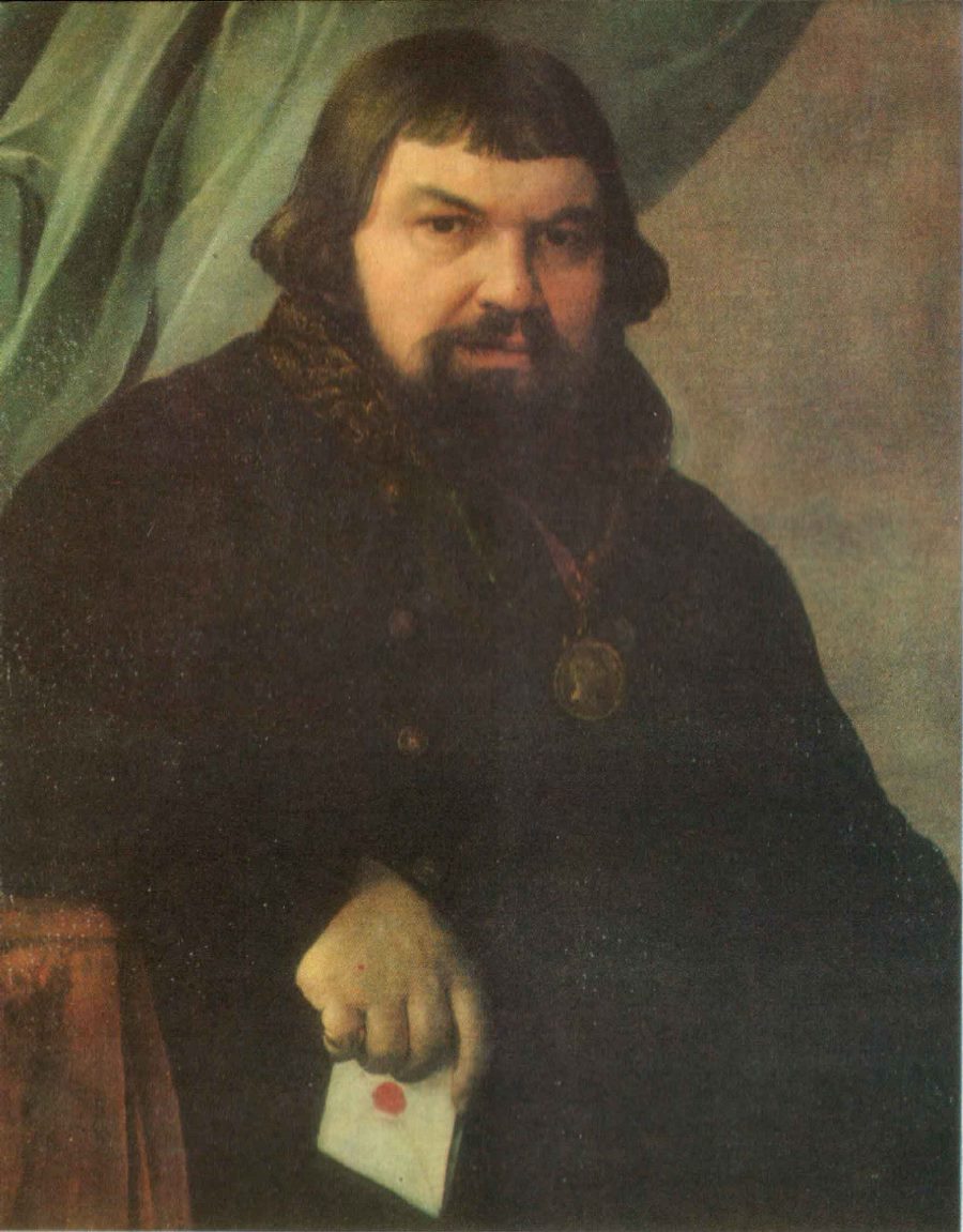 Portrait of Merchant Obraztsov, vintage artwork by Alexei Venetsianov, 12x8" (A4) Poster