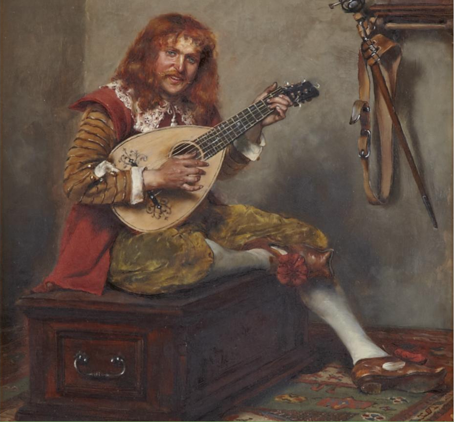 Cavalier Playing a Mandolin by Albert Friedrich Schroder,A3(16x12")Poster