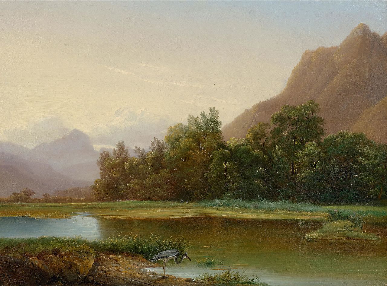 View of Bouveret, vintage artwork by Alexandre Calame, A3 (16x12") Poster Print
